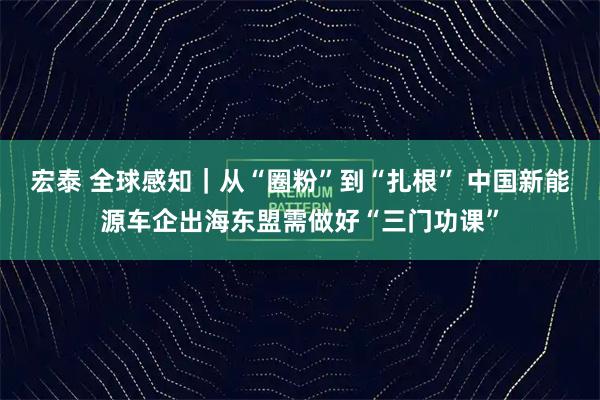 宏泰 全球感知｜从“圈粉”到“扎根” 中国新能源车企出海东盟需做好“三门功课”